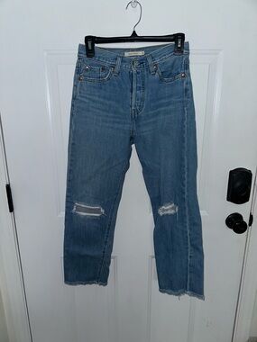 Levi's Light Blue Distressed Ankle Crop Jeans